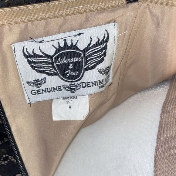 Liberated & Free Genuine Denim Co. Strapless Lace Overlay Dress Sz 8 Cocktail - Picture 5 of 10